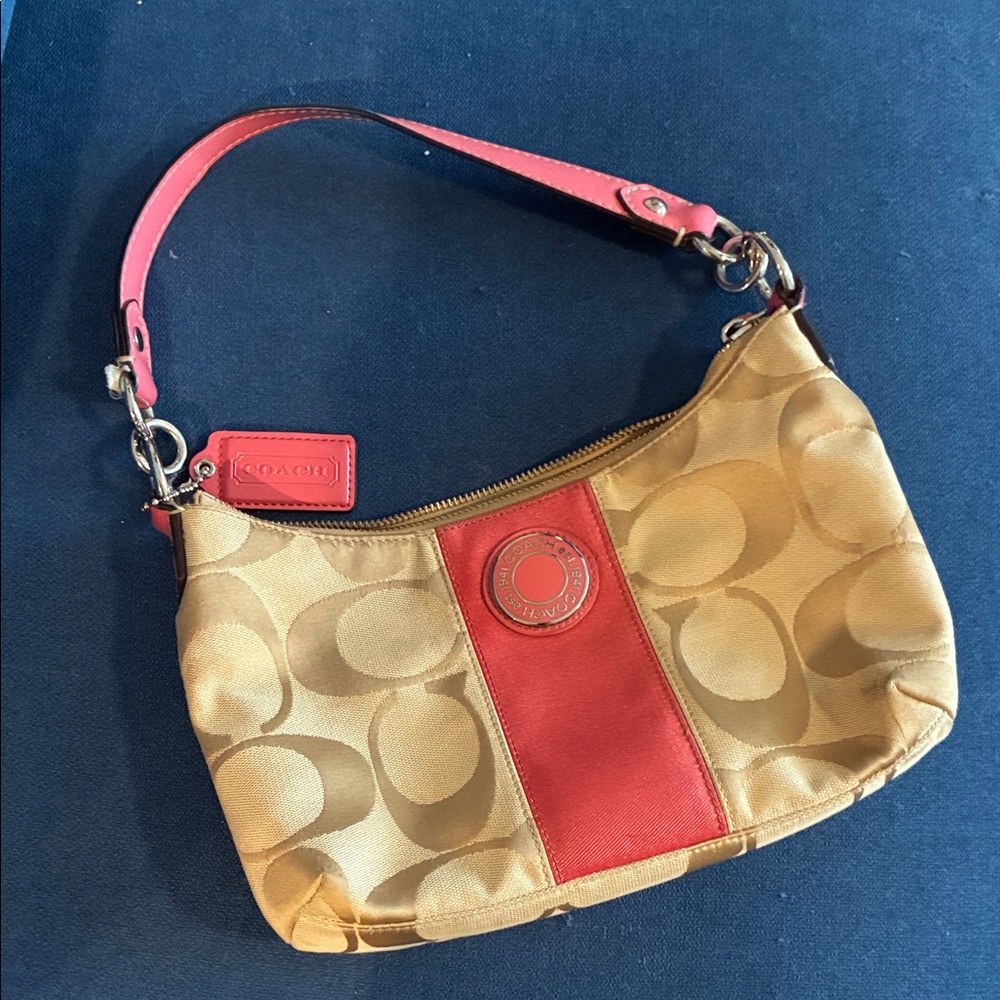 Coach Tan and Red Bag